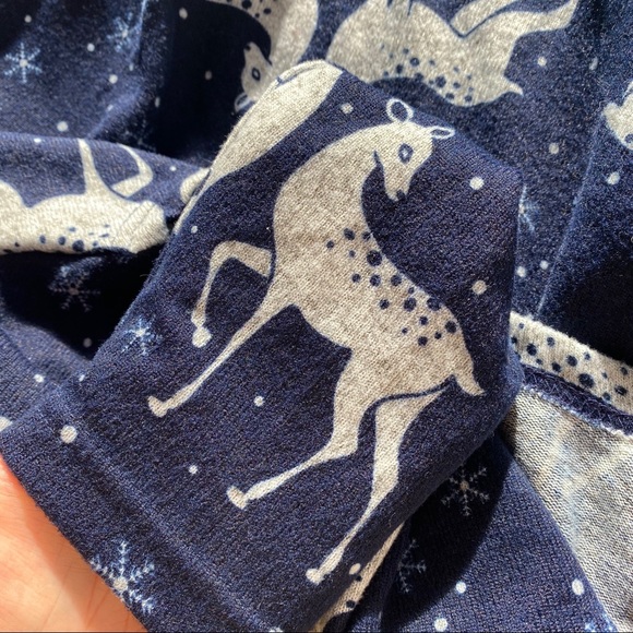 π KALEIDOSCOPE NAVY WHITE REINDEER 2-PIECE PAJAMA SCARF SET! - Picture 7 of 13